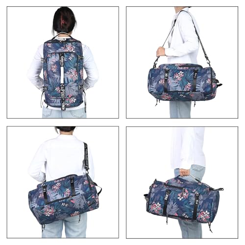 gym duffel bag backpack wrestling bag with shoe compartment 4 kinds of back method waterproof sports walking laptop - color: A-floral Blue