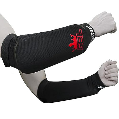 Meister MMA Elastic Cloth Forearm Guards w/Integrated Gel Padding (Pair) | Comfort-fit full arm protection, flexible impact padding for striking, blocking and other martial arts training - size: Large-X-Large
