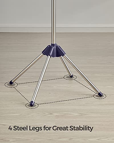 SONGMICS 2단 의류 건조대, 182.9cm(72인치) 접이식 세탁 건조대, 행거용 회전 가능한 팔 3개, 클립 24개, 스테인리스 스틸, 옷 27피스용, 블루 및 실버 ULLR512Q01 - color: 블루 + 실버, style: 2단 클립