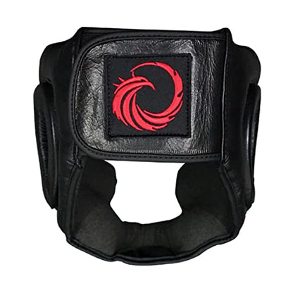 Flight Headgear w/Cheek and Chin Support, Leather Sparring Headgear, Boxing, MMA, Muay Thai Kickboxing, Mixed Martial Arts, UFC - color: Black, size: Small