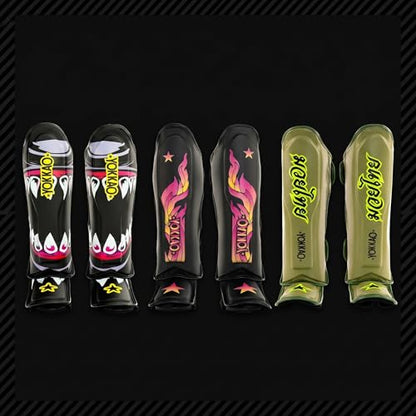 YOKKAO Microfiber Shin Guards - A-Grade Thai Microfiber | Multi-Layer Foam | Single-Shell Wrap | Produced at YOKKAO Factory, Thailand | S-L - color: Black Flame, size: Large
