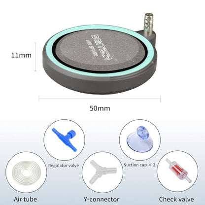2inch Nano Aquarium Air Stone, Quiet Bubble Diffuser | Nano Ceramic, Ultra-Fine Bubbles, Complete Kit, Hydroponics & Shrimp Tank - size: 2 inch