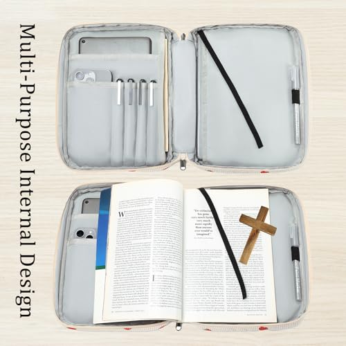 Bible Cover Case for Women Large Bible Cover for Girls Bible Study Supplies Accessories with Handle and Shoulder Strap | Durable - color: Strawberry02