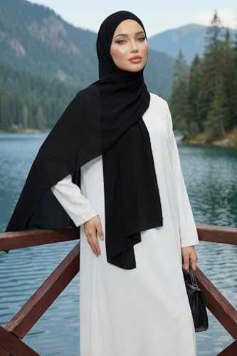 Aisha's Design Neck-Covering Practical Jersey Hijab with Built-In Ninja Bonnet - color: Black