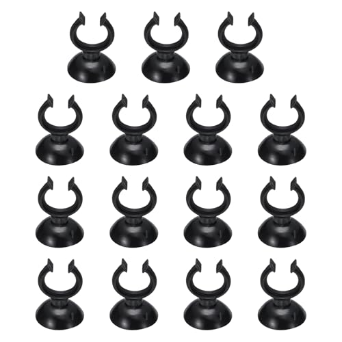 Aquarium Suction Cups, Fish Tank Suction Cups Clips Airline Tube Holders Clamps (Plastic, 15Pcs, Black) for 0.8" Fish Tank Airline Tubing Binding Moss Shrimp Nest, 20x30MM - color: Black, size: 20x30MM