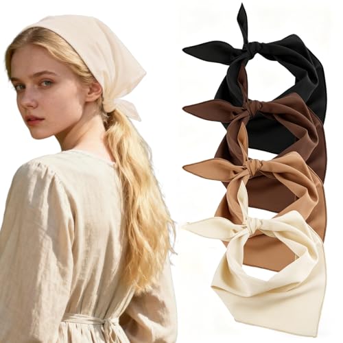 4 Pack Head Scarf for Women Non-Slip Triangular Hair Accessories, Ideal for Travel Sun Protection Daily Wear