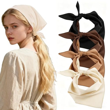4 Pack Head Scarf for Women Non-Slip Triangular Hair Accessories, Ideal for Travel Sun Protection Daily Wear