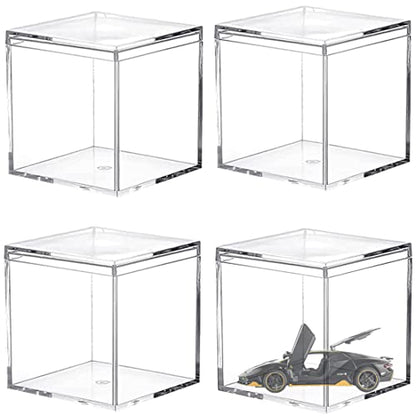 Acrylic Box with Lid Clear Display Box Plastic Square Cube Wedding Candy Box Jewelry Storage Containers Decorative Boxes - size: 4 x 4 x 4 Inch