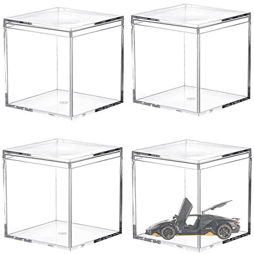 Acrylic Box with Lid Clear Display Box Plastic Square Cube Wedding Candy Box Jewelry Storage Containers Decorative Boxes - size: 4 x 4 x 4 Inch