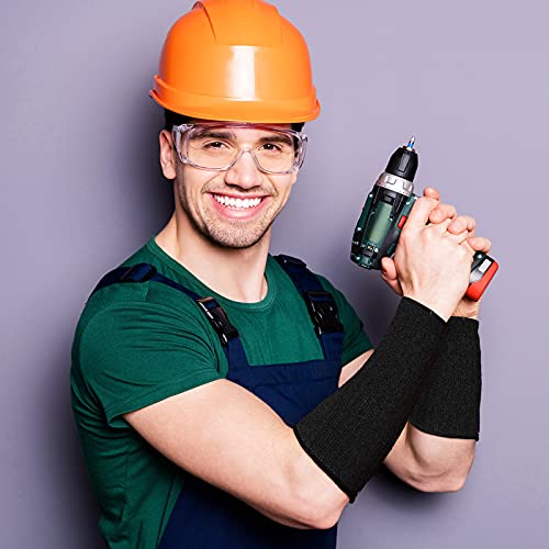 Geyoga 2 Pairs Cut Resistant Sleeves Level 5 Arm Protective Sleeve for Thin Skin and Bruising Gardening for Men Women(Black)