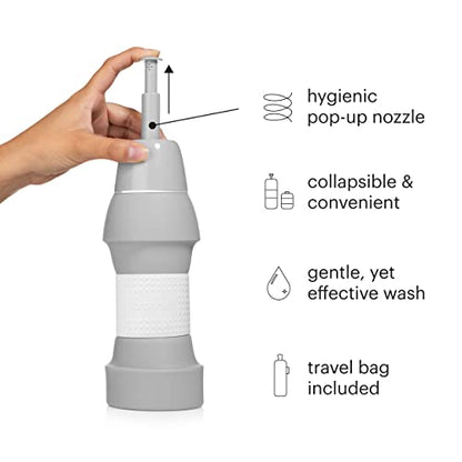 Brondell Bidet GoSpa Collapsible Travel Bidet, Compact and Discreet, with Travel Bag, 500ml, in Gray - color: Gray