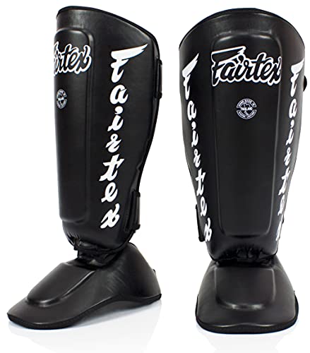 SP7 Black Medium Shin Guards + Fairtex BGV1BR 16 oz Black Glove