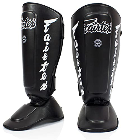 SP7 Black Medium Shin Guards + Fairtex BGV1BR 16 oz Black Glove