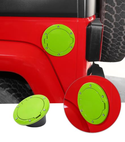 JWWY for JK Fuel Tank Cap Gas Cap Fuel Filler Petrol Tank Cover Protection Fit for Jeep Wrangler JK 2007-2017 Exterior Accessories Aluminum Alloy Green(New Model) - color: Green