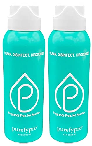 Purefypro Disinfectant Airesol Spray (100ml, 2 Pack) Eliminate 99.9999% Virus and Germs. No Residue. No Rinse. Travel Size. - size: 3.4 Ounce (Pack of 2)