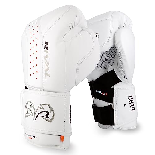 RIVAL Boxing RB10 Intelli-Shock Bag Gloves, Hook and Loop Closure - Ergonomic Fit, 1.25” of Closed Cell Foam for Intense Bag Use - color: White, size: X-Large