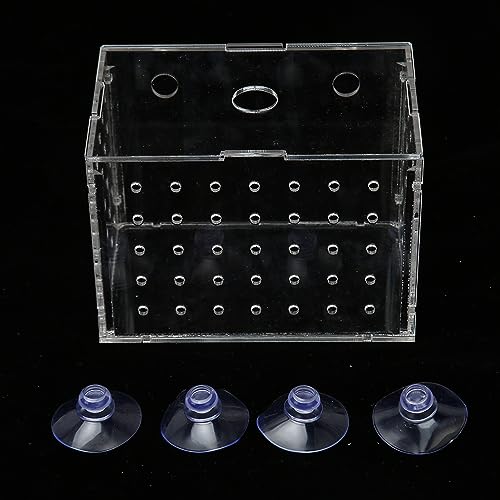 Fish Breeder Box, Aquarium Fish Breeding Box with Suction Cups, High Transparency Acrylic Hatchery Incubator Tank for Baby Fish Shrimp Clownfish Isolation and Rearing (11 * 7 * 8CM) - size: 11*7*8CM