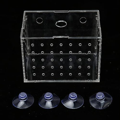 Fish Breeder Box, Aquarium Fish Breeding Box, High Transparency Acrylic Hatchery Incubator with Suction Cups for Baby Fish Shrimp Clownfish Isolation and Rearing (11 * 7 * 8CM) - size: 11*7*8CM