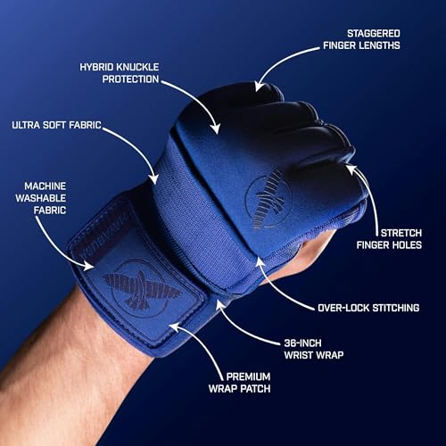 Hayabusa Deluxe Quick Wraps for Men and Women - Boxing & Martial Arts Hand Wraps - color: Blue, size: Medium