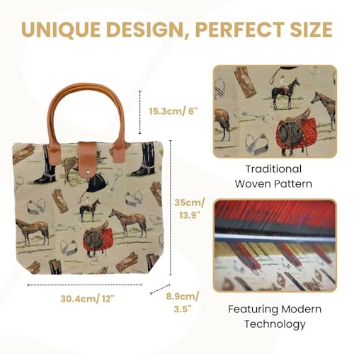 Signare Tapestry Foldable Tote Bag Reusable Shopping Bag Grocery Bag - color: Horse