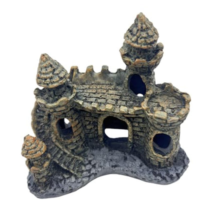 Small Aquarium Castle Decor , Mini Cute Fish Tank Castle Ornaments, Young Little Fish Fish Larvaes Shrimp Hide Caves Hideout for Small Medium Fish Tank Decor Crab Cichlid Betta Tank Decor (Brown)