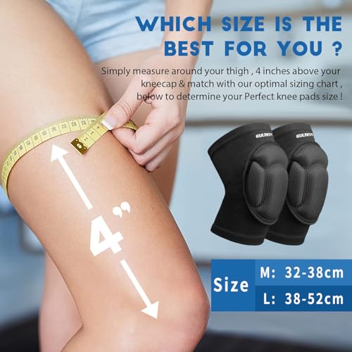 EULANT Knee Pads for Men Women, Collision Avoidance Knee Protector Sleeve, Kneepads with Thick EVA Foam Padding for Volleyball Basketball Wresting Gardening House Cleaning Construction Works L