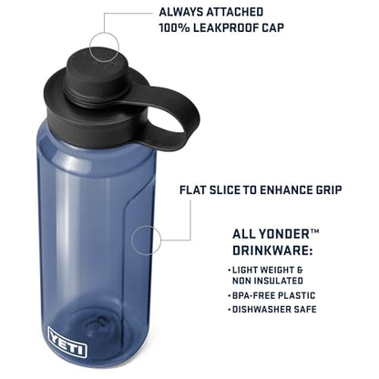YETI Yonder Water Bottle with Yonder Tether Cap, Lightweight, Leakproof and BPA-Free - color: Charcoal, size: 34 Ounces
