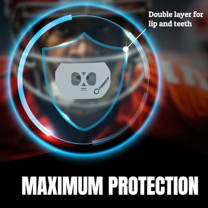 O Shield Core Football Mouth Guard, Detachable Strap | Football Mouth Guard with Detachable Strap — No-Boil Ready Fit, BPA-Free, Brace-Friendly, Includes Carrying Case - color: Grey/Silver
