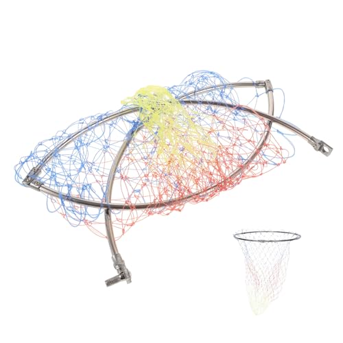 Cabilock Fishing Landing Net Replacement Head, 40cm Stainless Steel Fish Catch Basket with Colorful Printed Mesh, 8mm Connector for Freshwater and Saltwater Fishing Tools