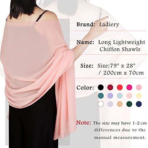 Ladiery Chiffon Shawl Wraps for Women Evening Dresses, Elegant Soft Sheer Shawls for formal dressy Bride Wedding - color: Pink(1)