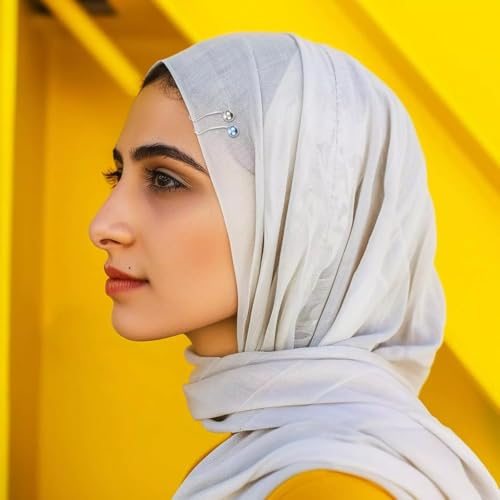 12 Pcs Colorful Pearl Hijab Pins for Women, Hijab Clips Scarf Clip for Headscarf Shawl, Brooch Safety Pins for Muslim