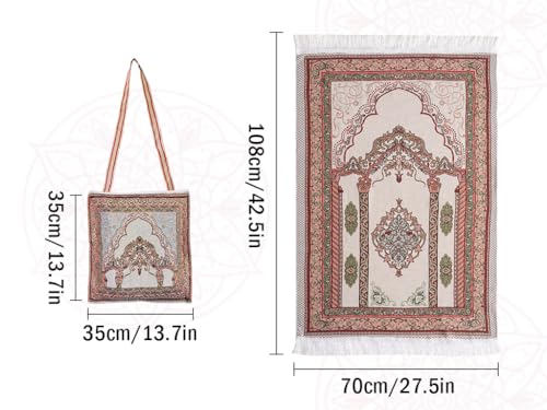 Anlising Prayer Mat Islamic With Elegant Design Bags - Muslim Rug for Ramadan - Great Gift for Family, Lover and Friends