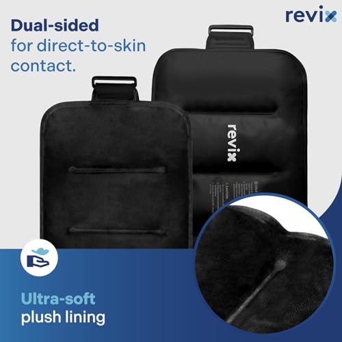 REVIX Ice Pack for Injuries Reusable Gel for Lower Back & Shoulder, Black | 16x9in Full Coverage for Lower Back, Shoulder, Hip & Knee, Cold Compress Therapy, Hands-free Strap, Long-lasting Gel - style: Black-Pack 1