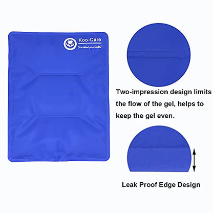 Koo-Care Large Flexible Gel Ice Pack & Wrap with Straps for Hot Cold Therapy - Pain Relief for Shoulder Rotator Cuff, Back, Hip, Knee Replacement Surgery, Shin Splint Injuries Reusable - 11" x 14" - size: 11" x 14" (1 Pack)