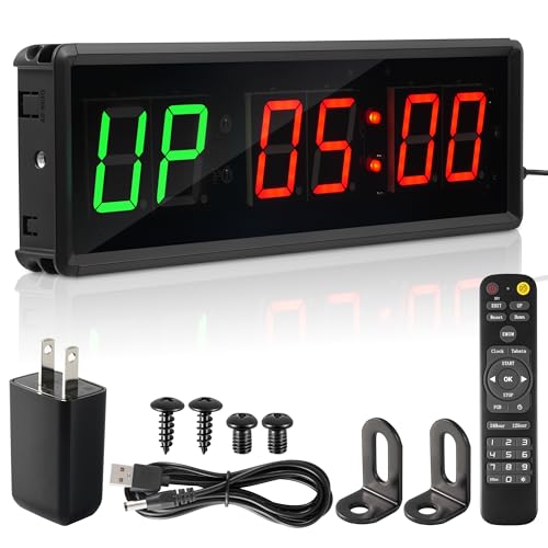 Upgraded Gym Timer Clock for Tabata/FBG/EMOM - Large Digital Interval Workout for Fitness Enthusiast, Count Down & Up | Stopwatch | Workout Clock for Home Gym/Yoga/Boxing/Garage Fitness Times