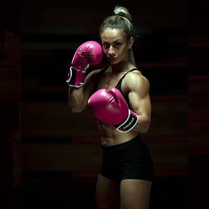 Kruzak Boxing Gloves for Men & Women, Sparring & Kickboxing Gloves, Muay Thai & MMA Gloves, 8-16 oz - color: Pink, size: 10 oz