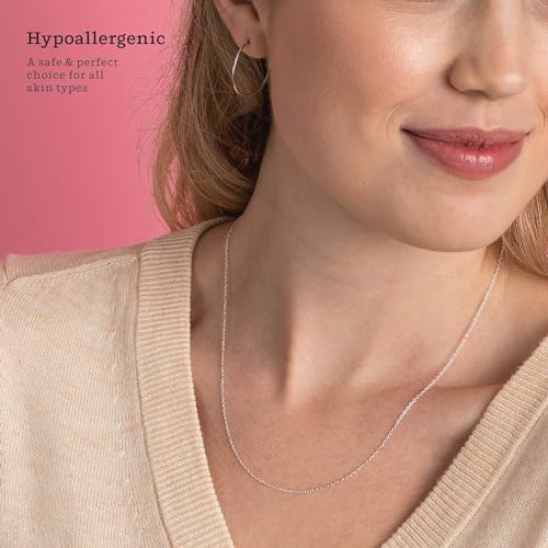 KEZEF 18K Gold Plated 925 Sterling Silver Box Chain Necklace for Women, 1mm Thin & Sturdy Italian Chain Necklace, Rose Gold & Silver Available, 15/16/18/20/22/24/30 Inch - color: Sterling Silver, size: 24 Inch