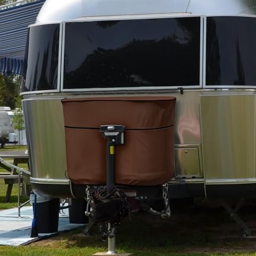 Brown Camper Dual 20lb RV Propane Tank Cover Travel Trailer Propane Tank Cover Waterproof Heavy Duty Propane Gas Cylinder Cover - color: Brown, size: S(20LB)