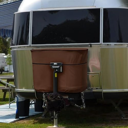 Brown Camper Dual 20lb RV Propane Tank Cover Travel Trailer Propane Tank Cover Waterproof Heavy Duty Propane Gas Cylinder Cover - color: Brown, size: S(20LB)