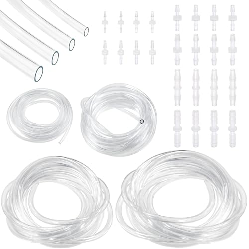 24PCS Hose Barb Fitting Assortment with 37.92ft Clear PVC Tubing Hose(1/12" 1/8" 5/32" 3/16" ID), Plastic Reducer Fittings(1/16" 3/32" 1/8" 5/32" 3/16" 13/64" ID),Tube Set for Home Repair Water - style: Style 3