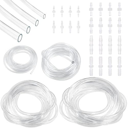 24PCS Hose Barb Fitting Assortment with 37.92ft Clear PVC Tubing Hose(1/12" 1/8" 5/32" 3/16" ID), Plastic Reducer Fittings(1/16" 3/32" 1/8" 5/32" 3/16" 13/64" ID),Tube Set for Home Repair Water - style: Style 3