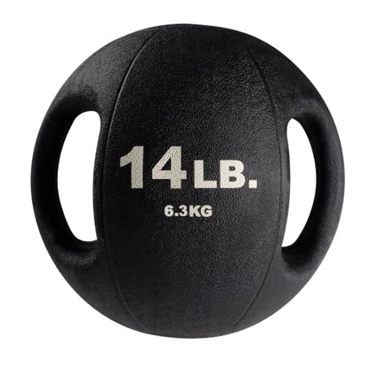 Body-Solid Exercise Medicine Balls, Heavy-Duty Non Slip Rubber Grip with Dual Handles Medicine Ball for Weights Training, Weightlifting & Core Workouts - size: 14 lb