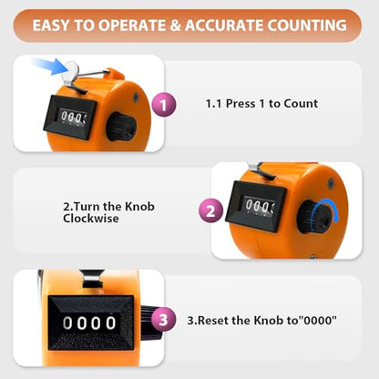 6 Pack Clicker Counter, Hand Tally Counters, 4 Digit Display Clicker | with Black Nylon Lanyard, Pitch Counter for Knitting, Coaching, Golf, Lap, Fishing, Umpire, Baseball, Row Sport - color: Candy Color