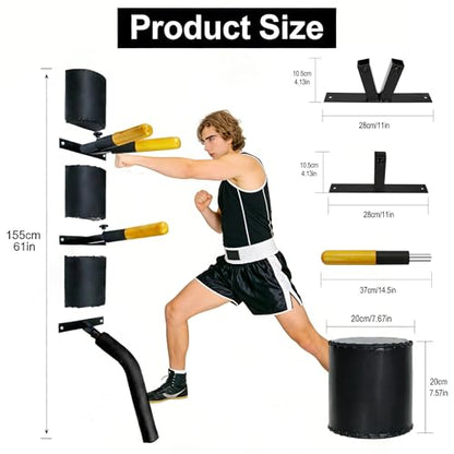 Wing Chun Dummy for Martial Arts Training - Wall Mount & Portable Options - Interchangeable Spring Arms for Martial Arts, Boxing, and Karate Practice (Wall Mounted)