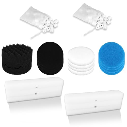 24pcs Filter Media Replacement Kit for Fluval FX2/FX4/FX5/FX6 Aquarium Filters, Include Ceramic Bags, Water Polishing Pads, Foam Pads, Bio-Foam Pad, Carbon Filter Pad, Foam Blocks