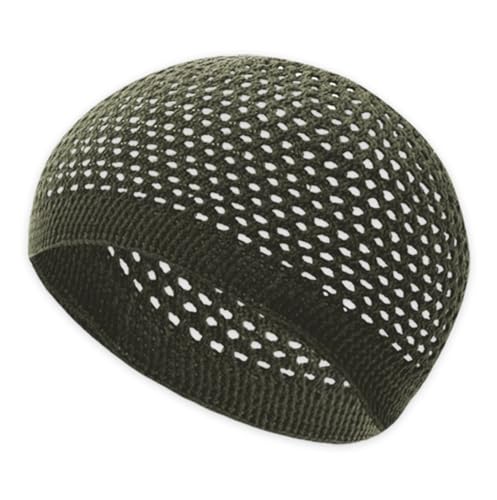 ESERRA Kufi Hats for Men and Women with 99 Tasbih Prayer Beads, Muslim Thick Breathable Skull Cap, Tasbeeh, Prayer Cap - color: Green