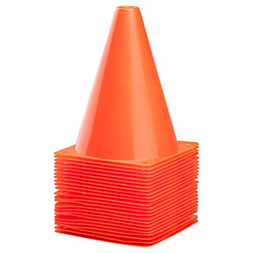 CARTMAN Plastic Training Cones (Set of 12/24 Pack 9" or 12/24 Pack 7" or 12/24 Pack Disc Cone) Agility Soccer Cones, Indoor Outdoor and Festive Events Field Marker Agility Cones - style: 7" 24pk