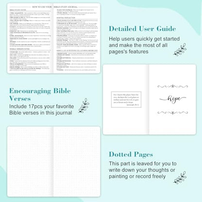 Leather Bible Study Journal Scripture Notebook - Christian Note Taking Kit with Guided Prompts - Inspirational Religious Gifts - Faith Based Stationery Supplies for Church Notes (Lavender) - color: Lavender
