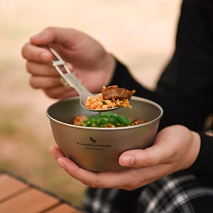 Boundless Voyage Ultralight Titanium Bowl Pan Plate Dish with Carry Bag Outdoor Camping Portable Tableware Cookware ((400ml Bowl)-Ti15163B) - color: (400ml Bowl)-Ti15163B