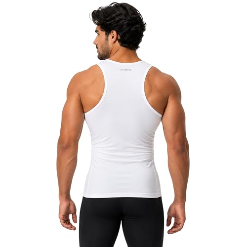 DEVOPS 3 Pack Men's Muscle Dry Fit Compression Tank Top Sleeveless Shirt | Compression Fit, Wicking, 4-Way Stretch, Running, Workout, UPF 50+, Sleeveless - color: Black / Black / White, size: Medium
